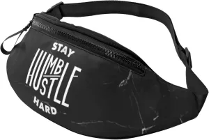 Stay Humble, Hustle Hard Crossbody fanny pack for men and women, ideal for travel, sports and running, Black, 7210N-