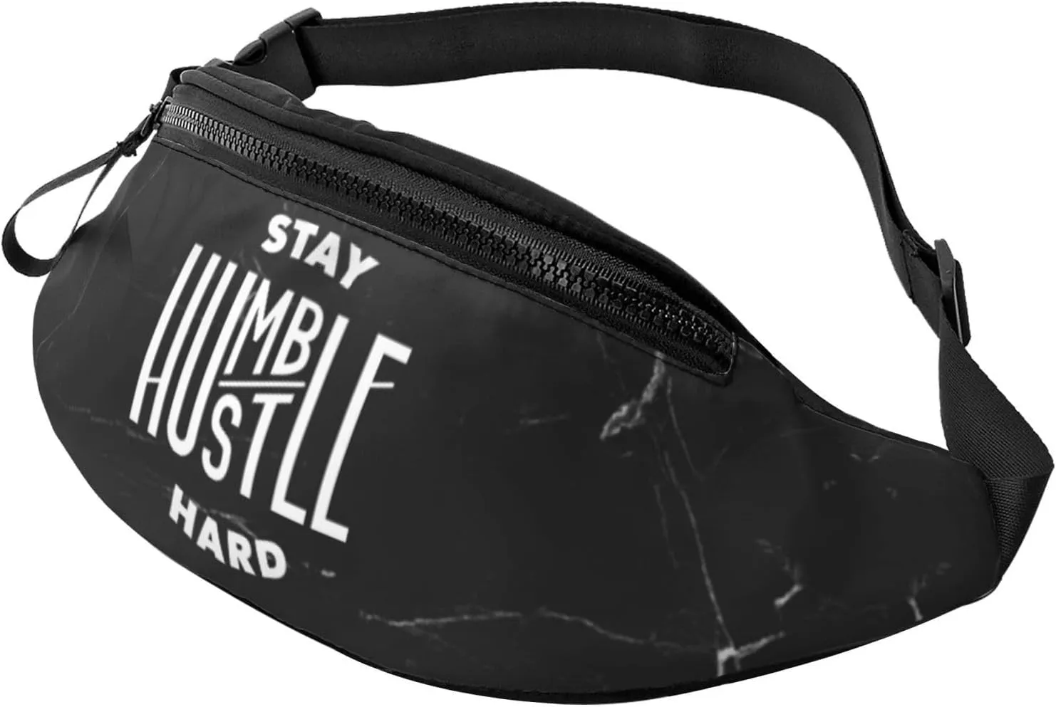 Stay Humble, Hustle Hard Crossbody fanny pack for men and women, ideal for travel, sports and running, Black, 7210N-