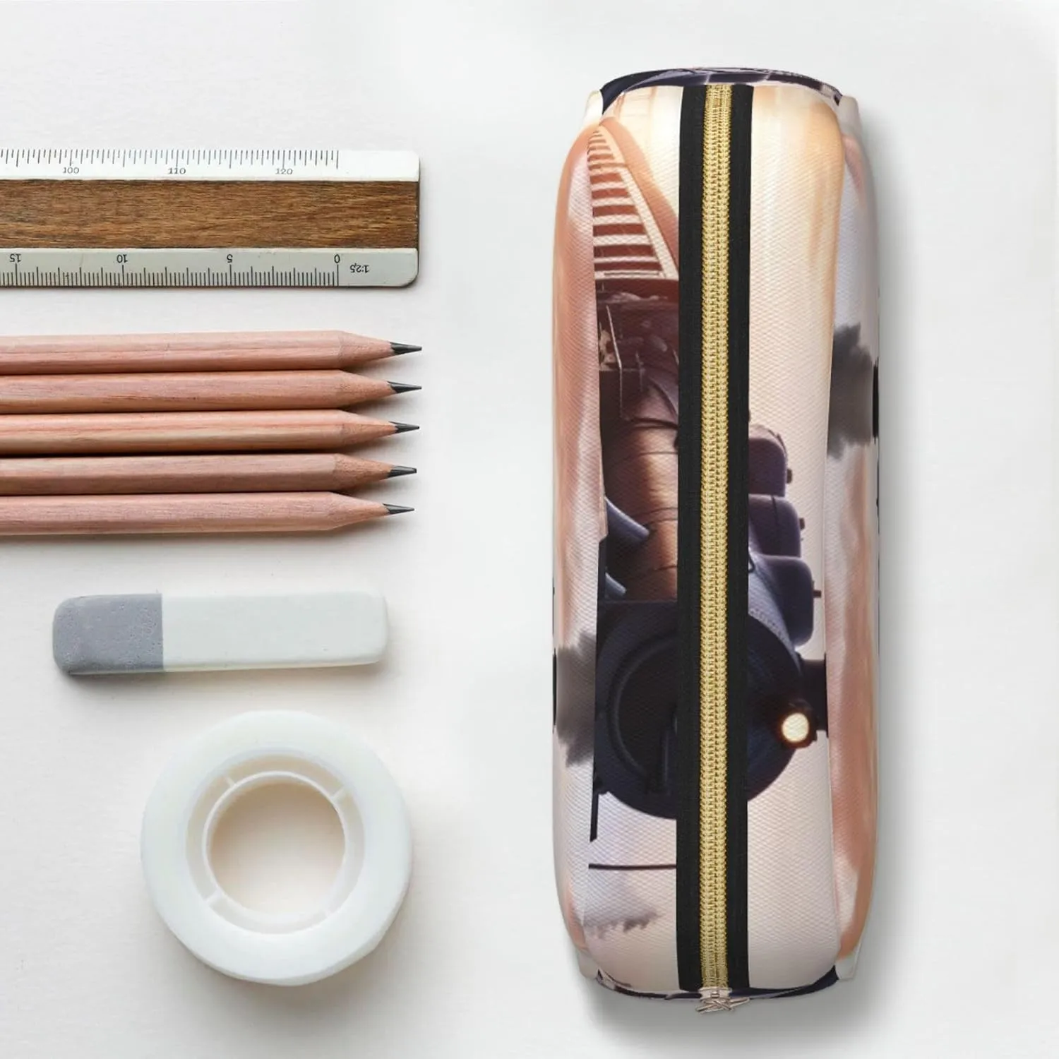 Steam Train Depart Sunset Makeup Bag for Women Men Travel Toiletry Bag Aesthetic Purse Pouch Large Pencil Case