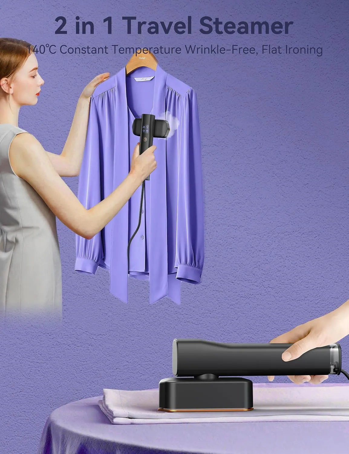 Steamer for Clothes,Sundu Portable Handheld Garment Steamer,15s Fast Heat-up,100ml Water Tank,Steamer Ironing Gloves,20 Minutes of Continuous Ironing Removes Wrinkle for Home,Travel (Gray)