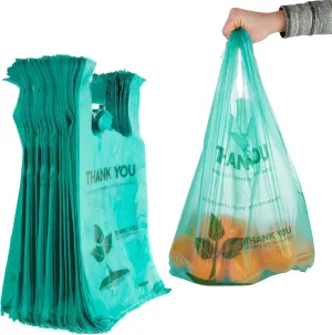 Stock Your Home Eco Grocery Bags (100 Count) Grocery Bags - Reusable Supermarket Thank You Shopping Bags, Recyclable T Shirt Bags, Small Trash Can Bags