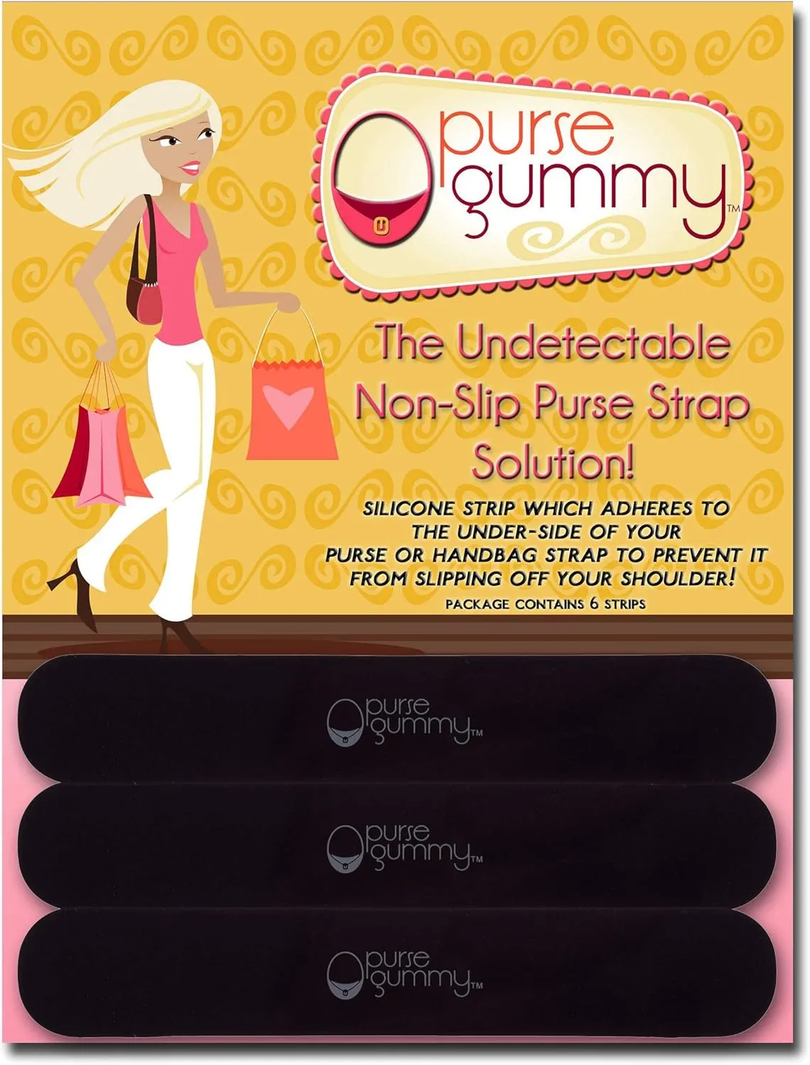 Stop Strap Slips - Non Slip Grip Strip Pad for Handbag Strap - Shoulder Bag, Tote bag, Diaper Bag Cushion Accessory - SET of 6 PIECES