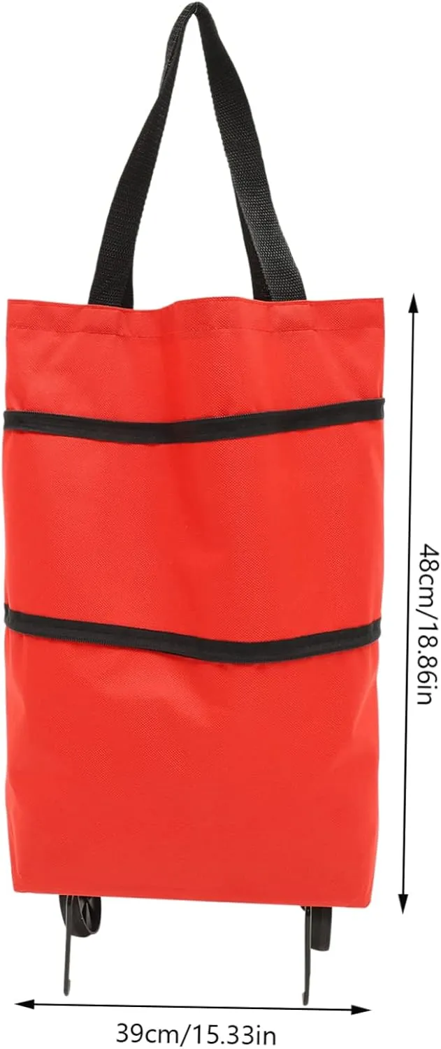 Storage Bag with Wheels Folding Shopping Cart with Wheels Shopping Tey Bag Folding Grocery Bag Foldable
