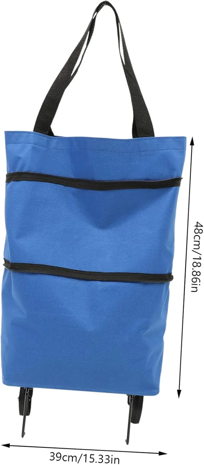 Storage Bag with Wheels Shopping Travel Bag on Wheels Tey Bags Cart Foldable Grocery Bag with Wheels