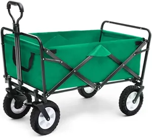 Storage Trolleys Folding Garden Trolley Cart Heavy Duty Wagon Multi-Function Shopping Cart for Outdoor Camping Fishing Pull Truck with 4 Wheels, Load：80Kg (Green)