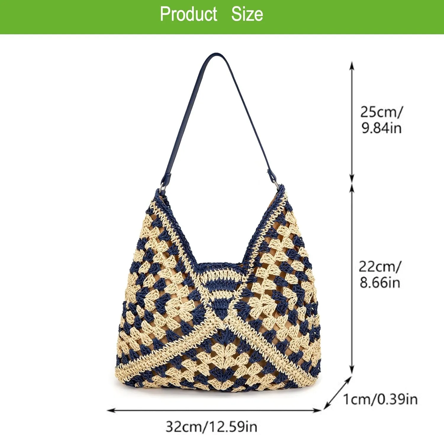 Straw Hobo Bags for Women,Large Woven Tote Bag Summer Crochet Shoulder Bag,Vintage Beach Bag Foldable Handbag for Vacation