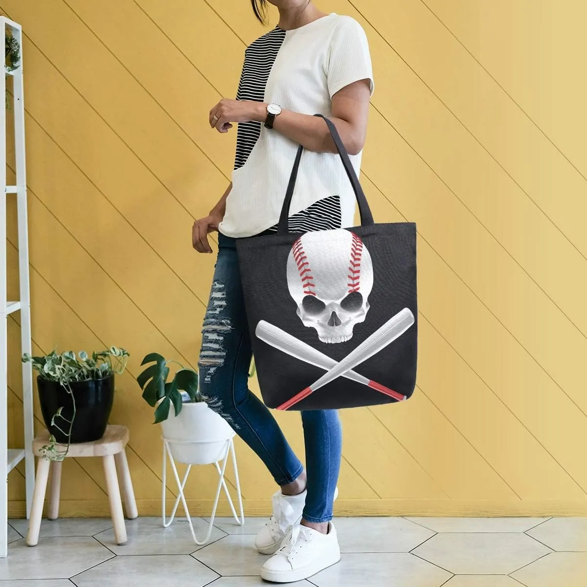 SUABO Tote Bag Kitchen Reusable Grocery Bags Canvas Shopping Bag for Mom's Gift Outdoor