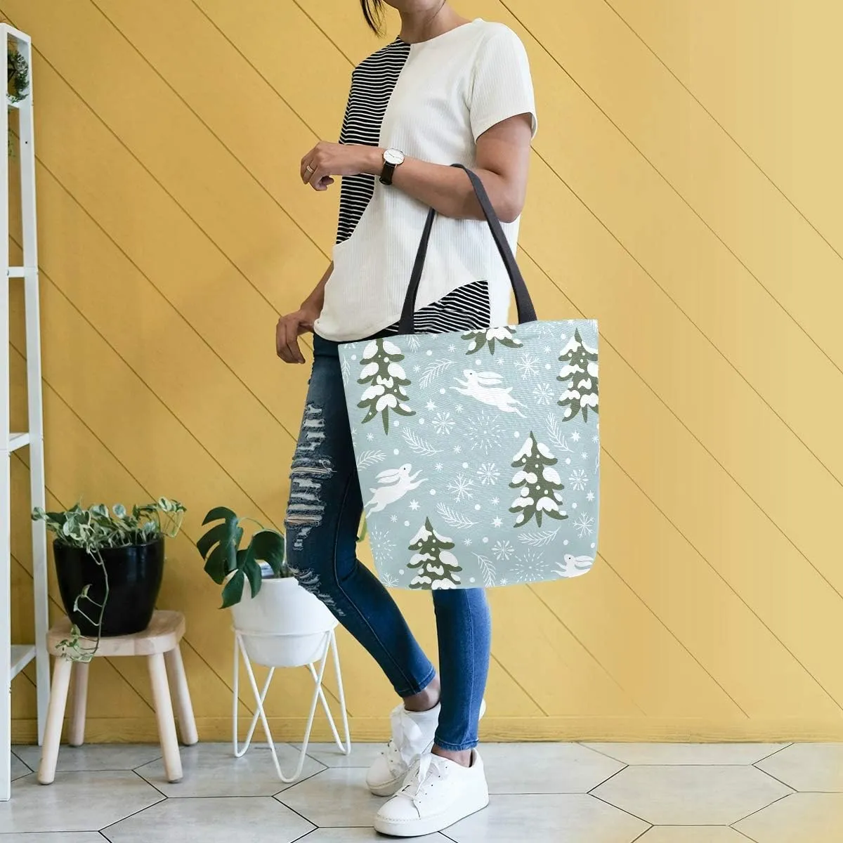 SUABO Tote Bag Reusable Grocery Bags Women Canvas Shopping Bag for Outdoor