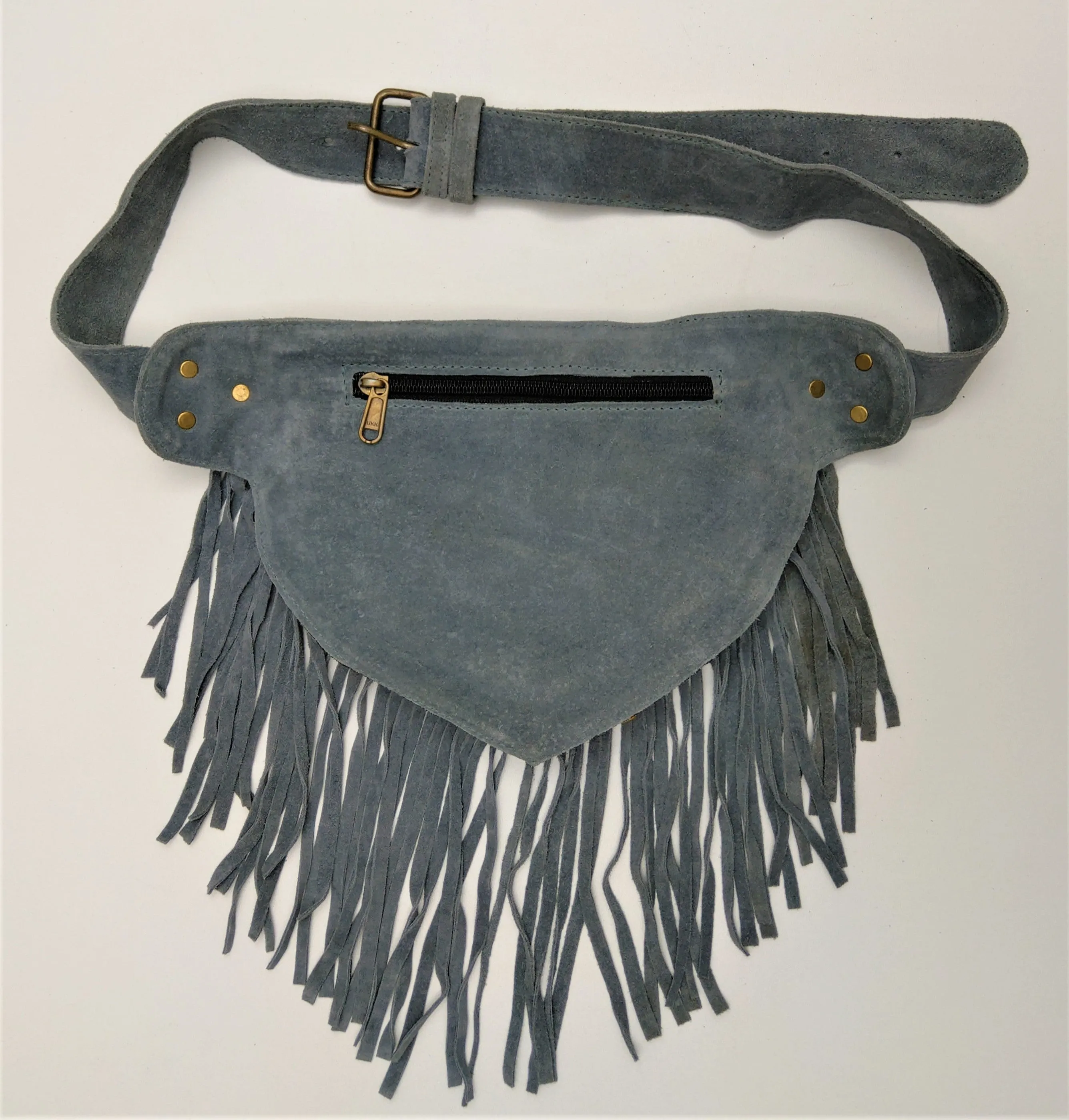 Suede fanny pack with vintage embroidered Kuchi fabrics - suède embroidered hip bag