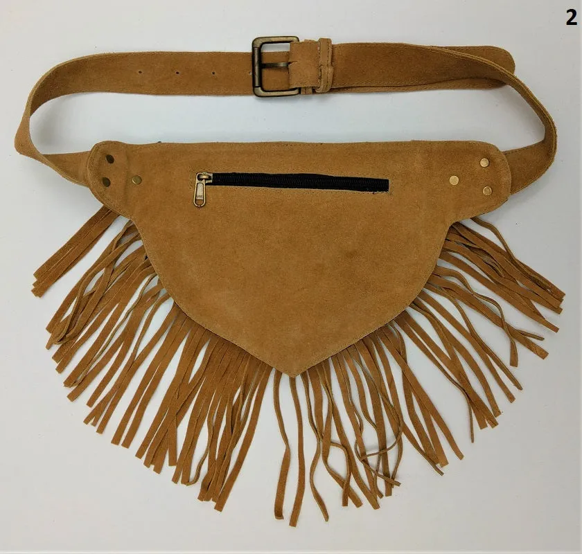 Suede fanny pack with vintage embroidered Kuchi fabrics - suède embroidered hip bag