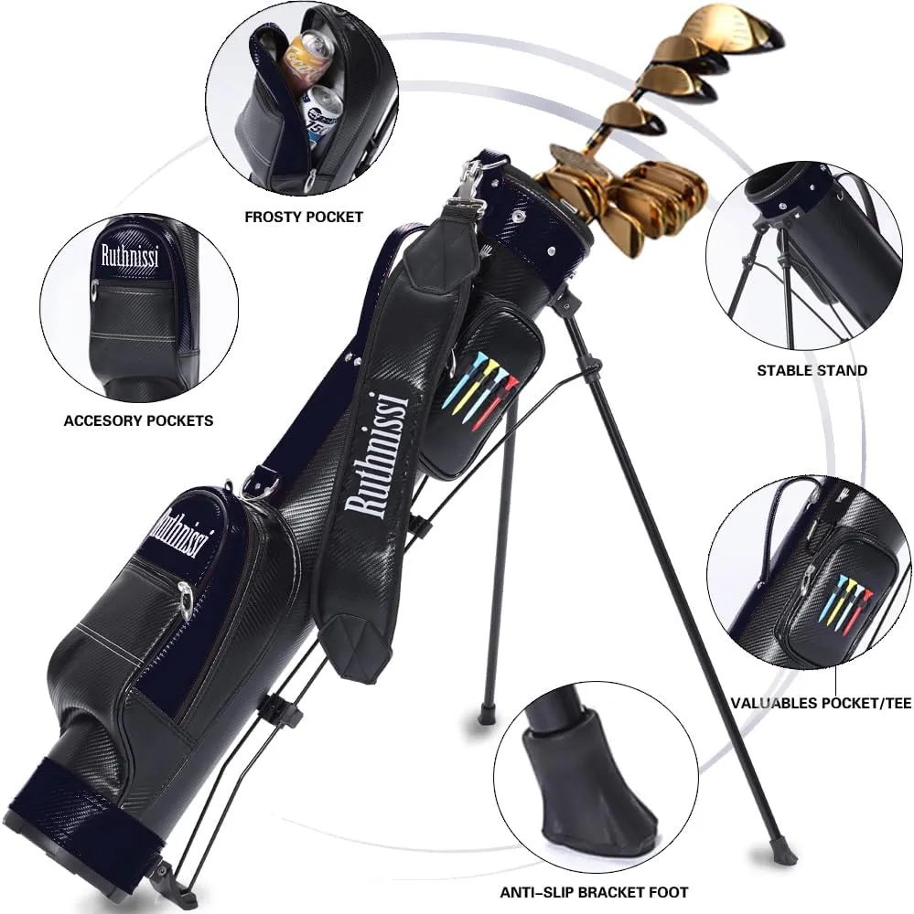 Sunday Golf StandBag with Cooler Pouch and Padded Strap，Lightweight for Driving Range Mini Course Training Practice Man Women,Travel Case Vertical Hard Shell Tube for Airlines