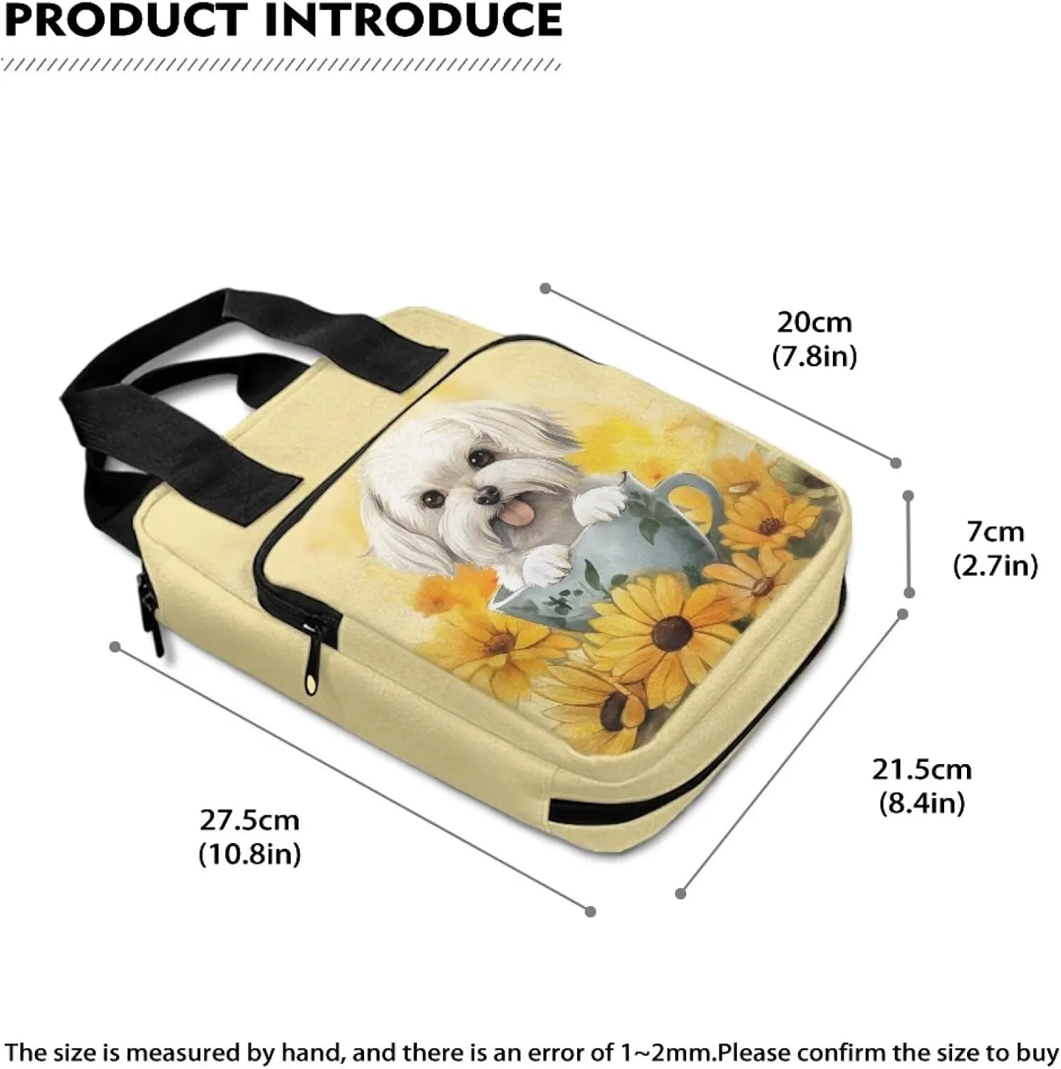 Sunflower White Dog Bible Case for Women&Men Bible Cover with Front Zip Pocket Portable Large Bible Holder Waterproof Church Bible Bag for Worship