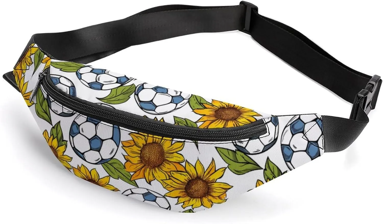 Sunflowers Soccers Cute Fanny Pack Crossbody Lightweight Waist Bag for Men Women Outdoors Sports Hiking
