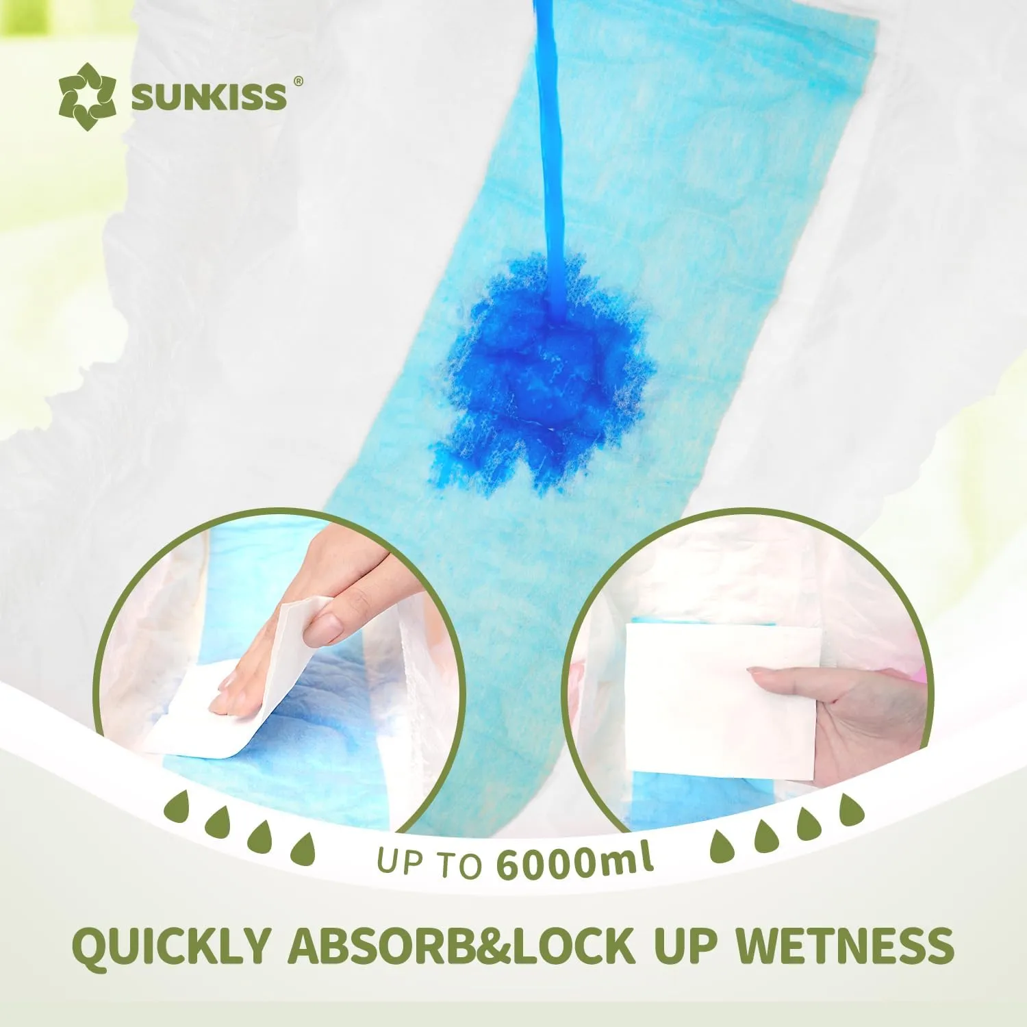 SUNKISS Masterpiece Adult Diapers with Tabs, Unisex Disposable Incontinence Briefs for Women and Men, Odor Control, White, Medium, 40 Count (4 Packs of 10)