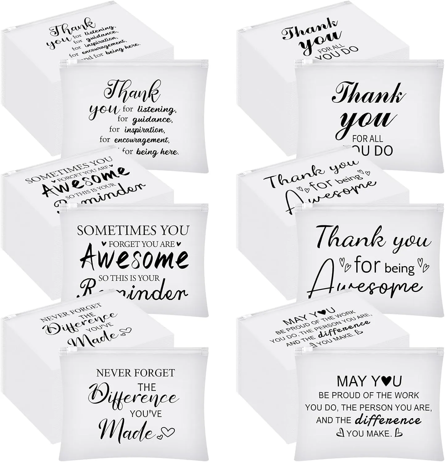 Sunnyray 60 Pcs Inspirational Gifts Cosmetic Bag Bulk Inspirational Quotes for Women Appreciation Thank You Gift Mother's Day Teacher Nurse Week CNA Graduation EVA Makeup Bag Toiletry Pouch