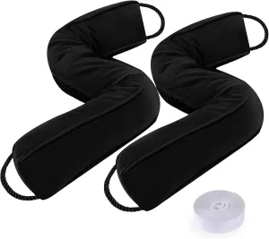 Sunolga 2 Packs 32 Inches 2LBs Weighted Door Draft Stopper Filled with Glass Beads & Cotton, Removable Machine Washable Sound Proof Under Door Draft Blocker with Anti-Abrasion Bottom for Door, Black
