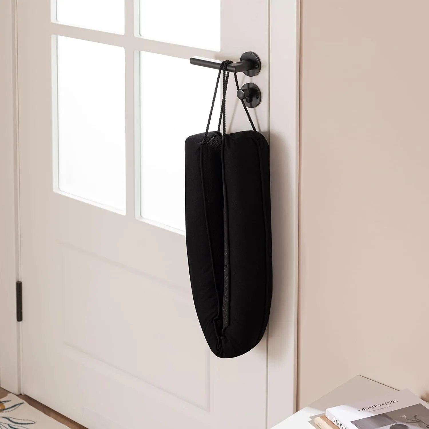 Sunolga 2 Packs 32 Inches 2LBs Weighted Door Draft Stopper Filled with Glass Beads & Cotton, Removable Machine Washable Sound Proof Under Door Draft Blocker with Anti-Abrasion Bottom for Door, Black