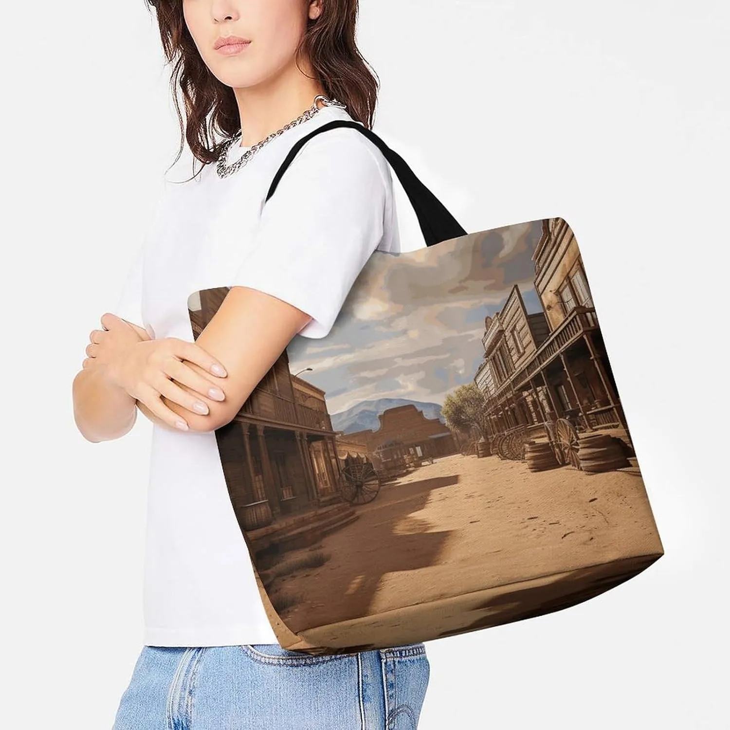 Sunrise on The Lake Tote Bag for Women Reusable Grocery Shoulder Bags Shopping Bag for Travel, Groceries