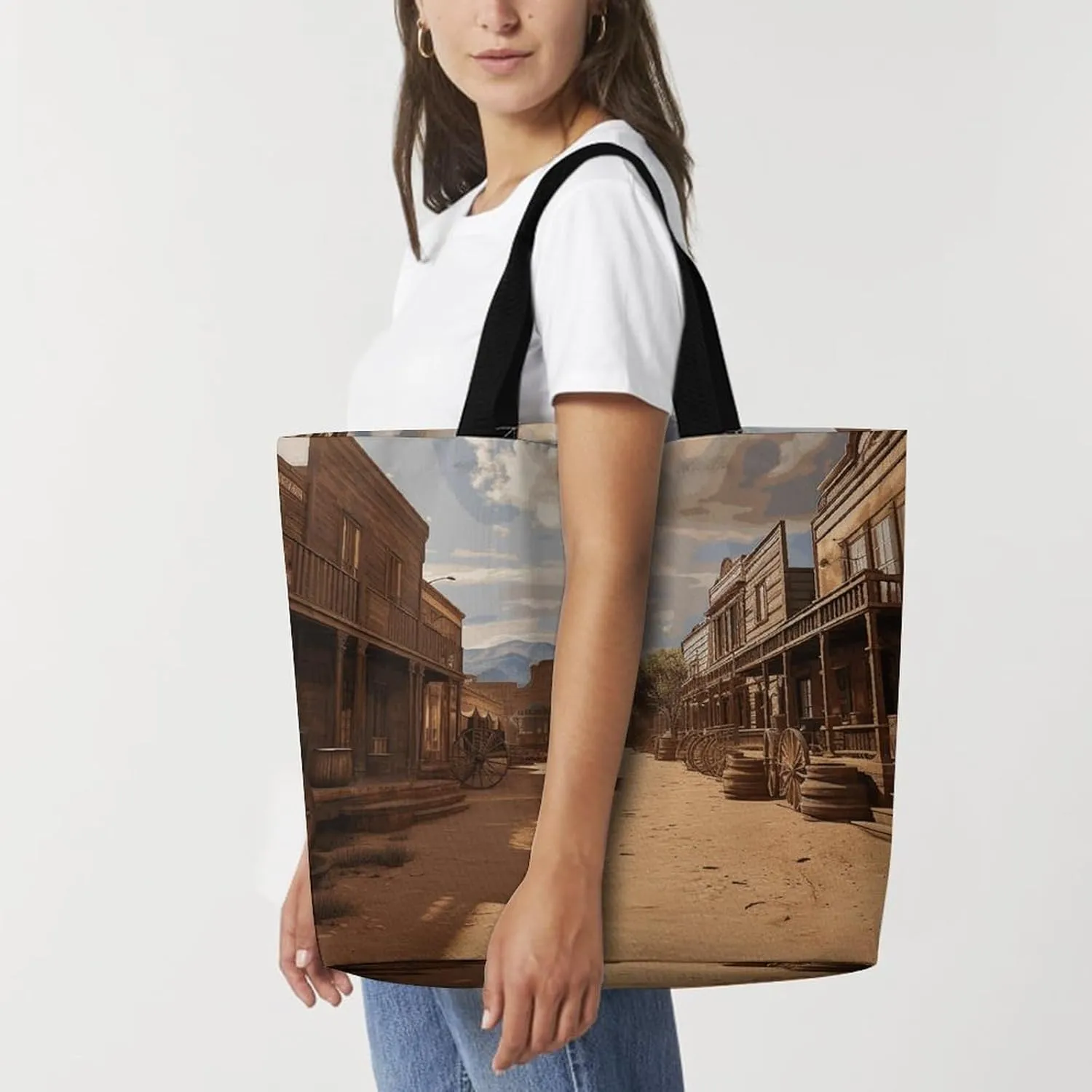 Sunrise on The Lake Tote Bag for Women Reusable Grocery Shoulder Bags Shopping Bag for Travel, Groceries