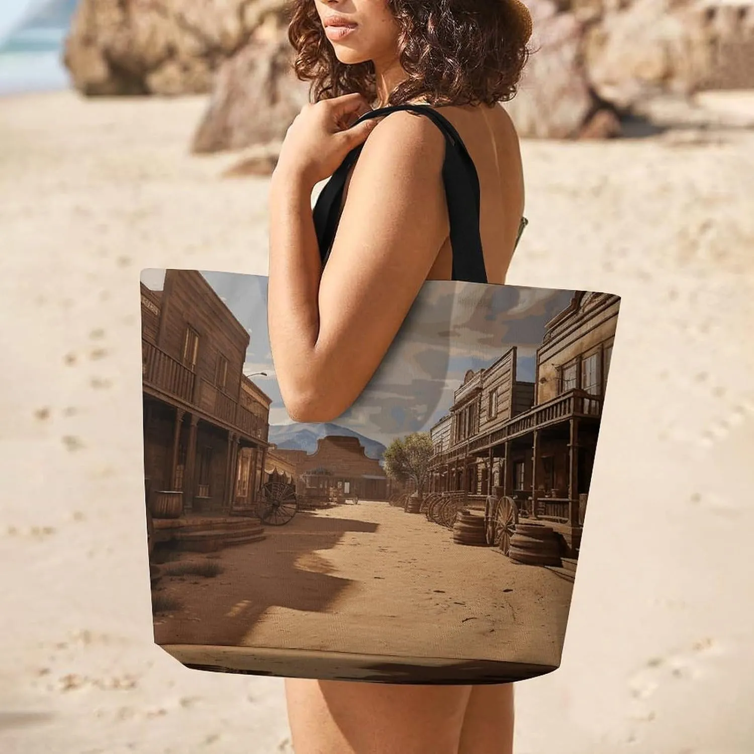 Sunrise on The Lake Tote Bag for Women Reusable Grocery Shoulder Bags Shopping Bag for Travel, Groceries