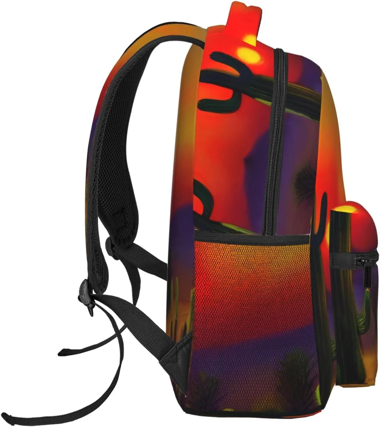 Sunset Cactus In Desert Leisure Lightweight Double-Shoulder Backpack,Simple Canvas, And Spacious Design