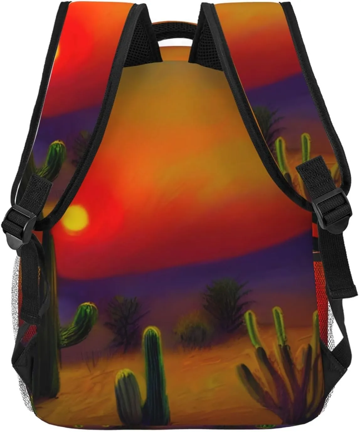 Sunset Cactus In Desert Leisure Lightweight Double-Shoulder Backpack,Simple Canvas, And Spacious Design