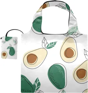 susiyo Avocado Print Foldable Reusable Grocery Shopping Tote Bag Heavy Duty Eco-friendly Travel Recycle Shoulder Bag Folding to fits in Pocket for Women Men