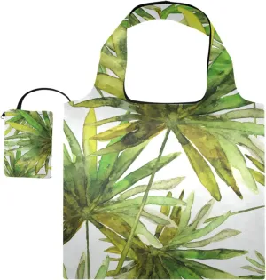 susiyo Drawing Palm Leaves Foldable Reusable Grocery Shopping Tote Bag Heavy Duty Eco-friendly Travel Recycle Shoulder Bag Folding to fits in Pocket for Women Men