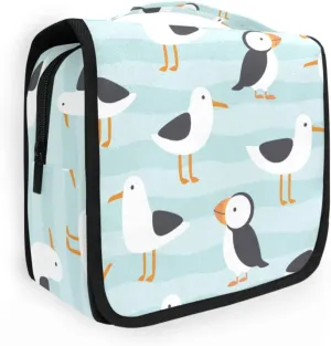 susiyo Hanging Travel Toiletry Bag Seagulls Puffin Cosmetic Makeup Bag Portable Cosmetic Pouch Waterproof Shower Bag Travel Organizer Case for Women Girls