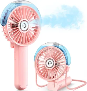 SWEETFULL Misting Fan Portable - 180° Foldable Handheld Personal Fan with Mist Spray, 3 Speeds, 30ml Water Tank, USB Rechargeable for Travel, Outdoors, Makeup, Camping, Home, and Office Use