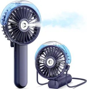 SWEETFULL Misting Fan Portable - 180° Foldable Handheld Personal Fan with Mist Spray, 3 Speeds, 30ml Water Tank, USB Rechargeable for Travel, Outdoors, Makeup, Camping, Home, and Office Use