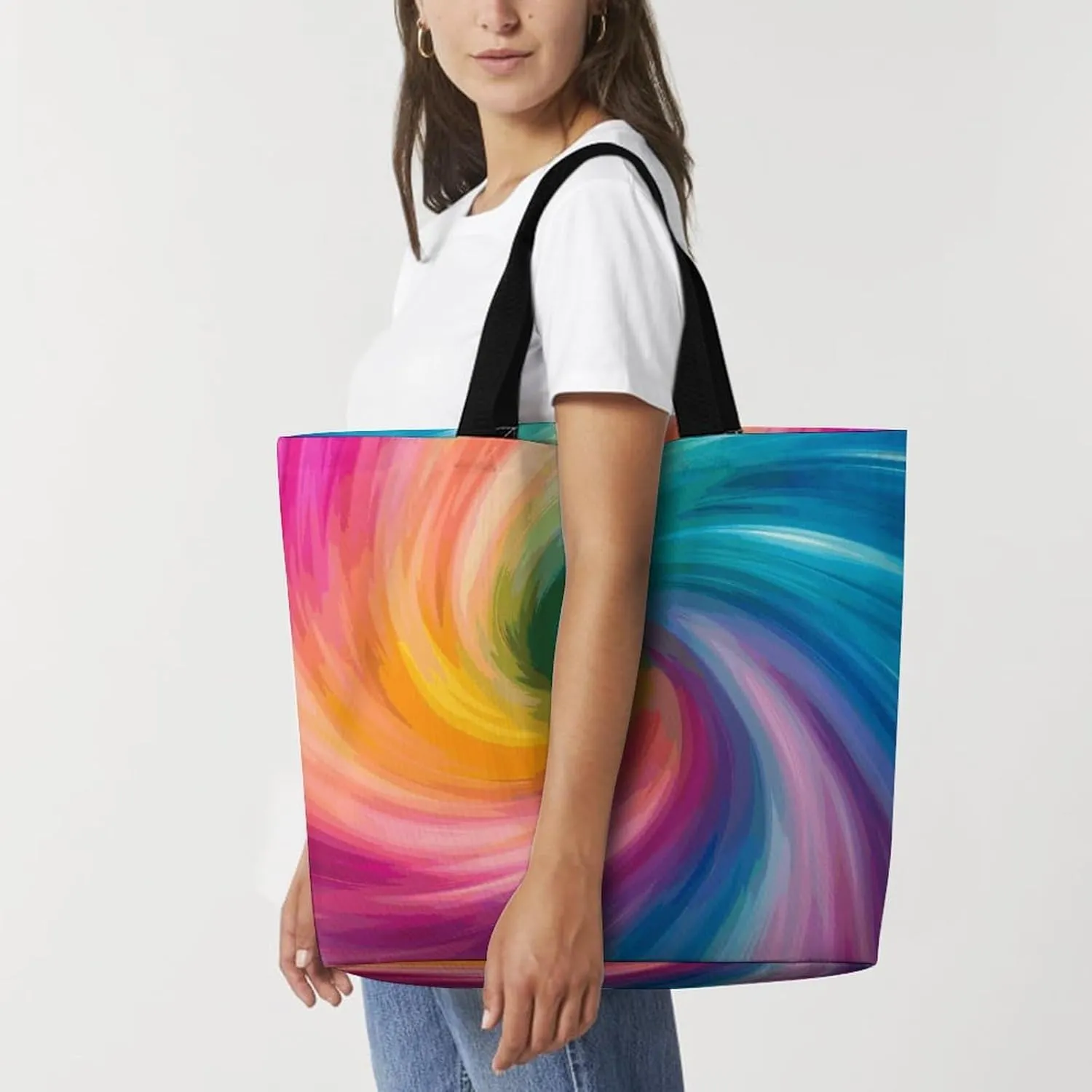 Swimming Dolphin in Blue Sea Tote Bag for Women Reusable Grocery Shoulder Bags Shopping Bag for Travel, Groceries