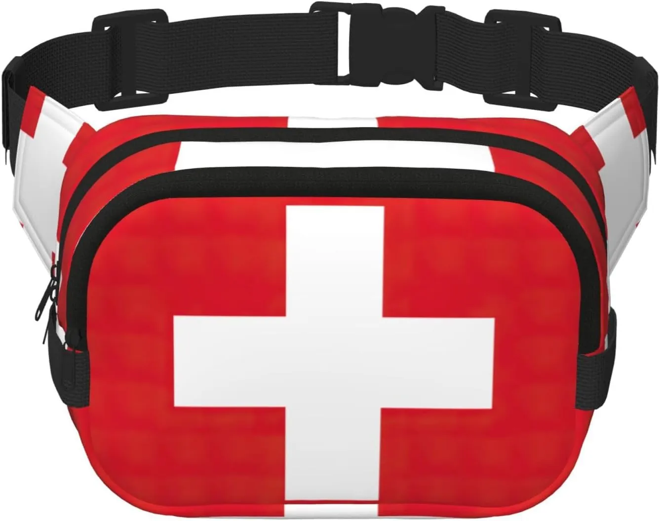 Swiss Flag print Womens Fanny Pack Everyday Hip Pouch Waist Bag for Travel Outdoor Running Hunting for Adult