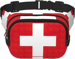 Swiss Flag print Womens Fanny Pack Everyday Hip Pouch Waist Bag for Travel Outdoor Running Hunting for Adult