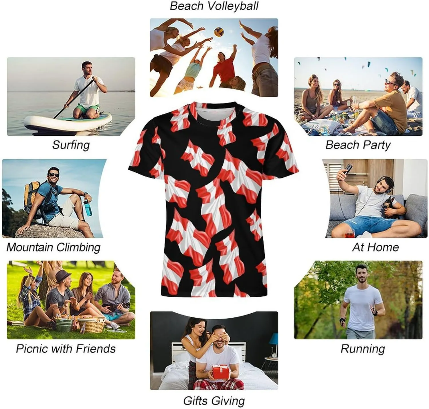 Switch Flag Graphic Tees for Men Print Short Sleeve T-Shirts Casual Tops