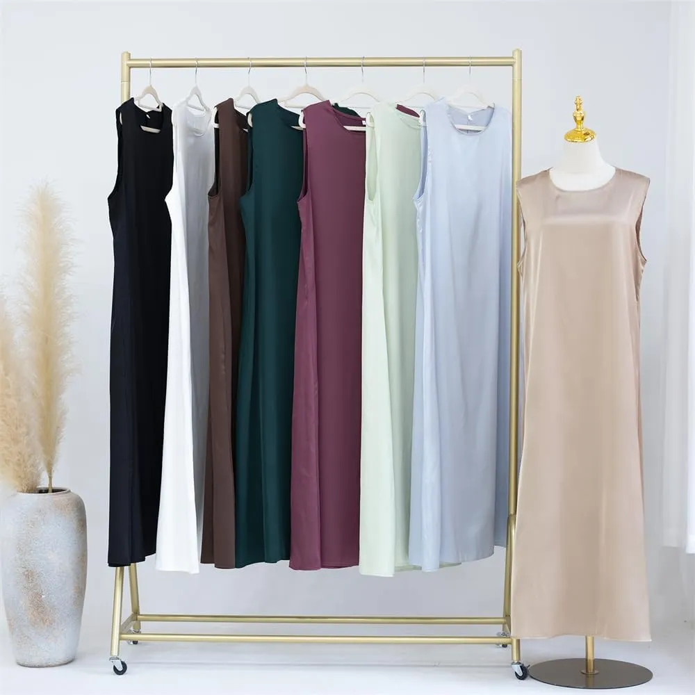 SYANKANGXIAO Ramadan Afrian Inner Under Dress for Women Dubai Abaya Turkey Muslim Sleeveless Long Slip Dress