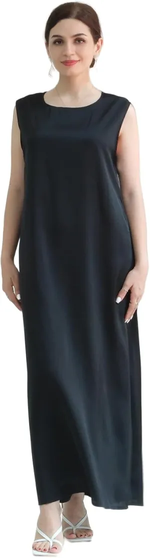 SYANKANGXIAO Ramadan Afrian Inner Under Dress for Women Dubai Abaya Turkey Muslim Sleeveless Long Slip Dress