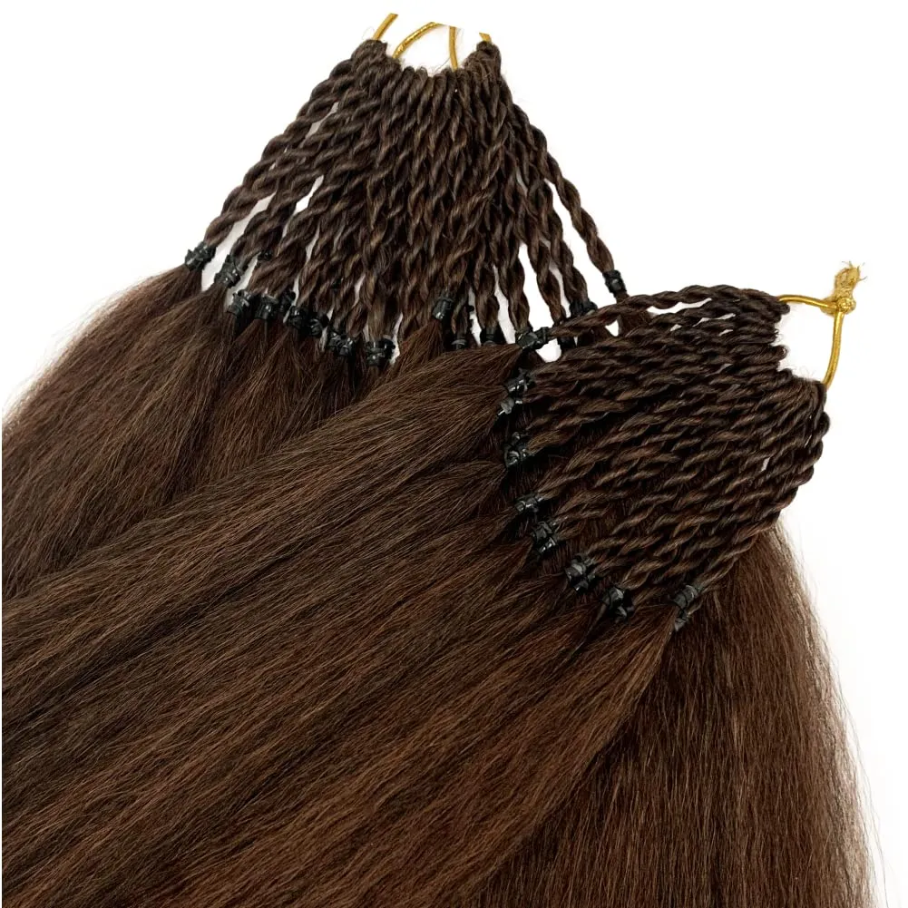 Synthetic Kinky Straight Crochet Braid Hair with Adjustable Pre-looped Yaki straight Crochet Braiding Hair Extension for Black Women 6 Packs 14 Inches 96 Roots T30