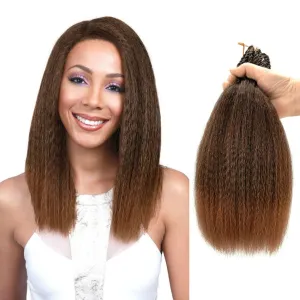 Synthetic Kinky Straight Crochet Braid Hair with Adjustable Pre-looped Yaki straight Crochet Braiding Hair Extension for Black Women 6 Packs 14 Inches 96 Roots T30
