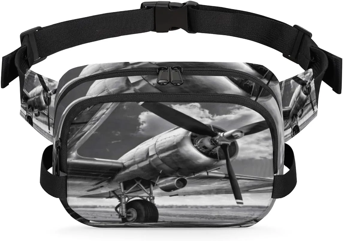 Tavisto Airplane Print Durable Waterproof Fanny Pack with Double Zipper Closure - Organize Your Essentials with Ease - Lightweight and Comfortable for Men and Women