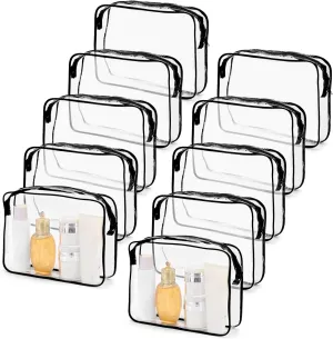 Tbestmax 10 Pack Clear Cosmetic Bags Makeup Bags Portable Waterproof TSA Approved Travel Toiletry Bags Organizer