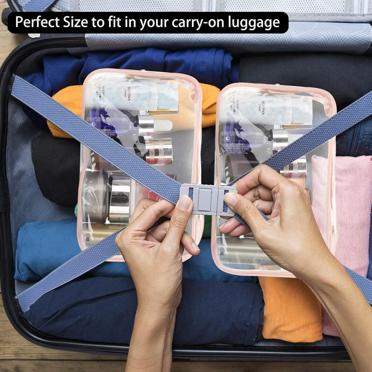 Tbestmax 10 Pack Clear Cosmetic Bags Makeup Bags Portable Waterproof TSA Approved Travel Toiletry Bags Organizer