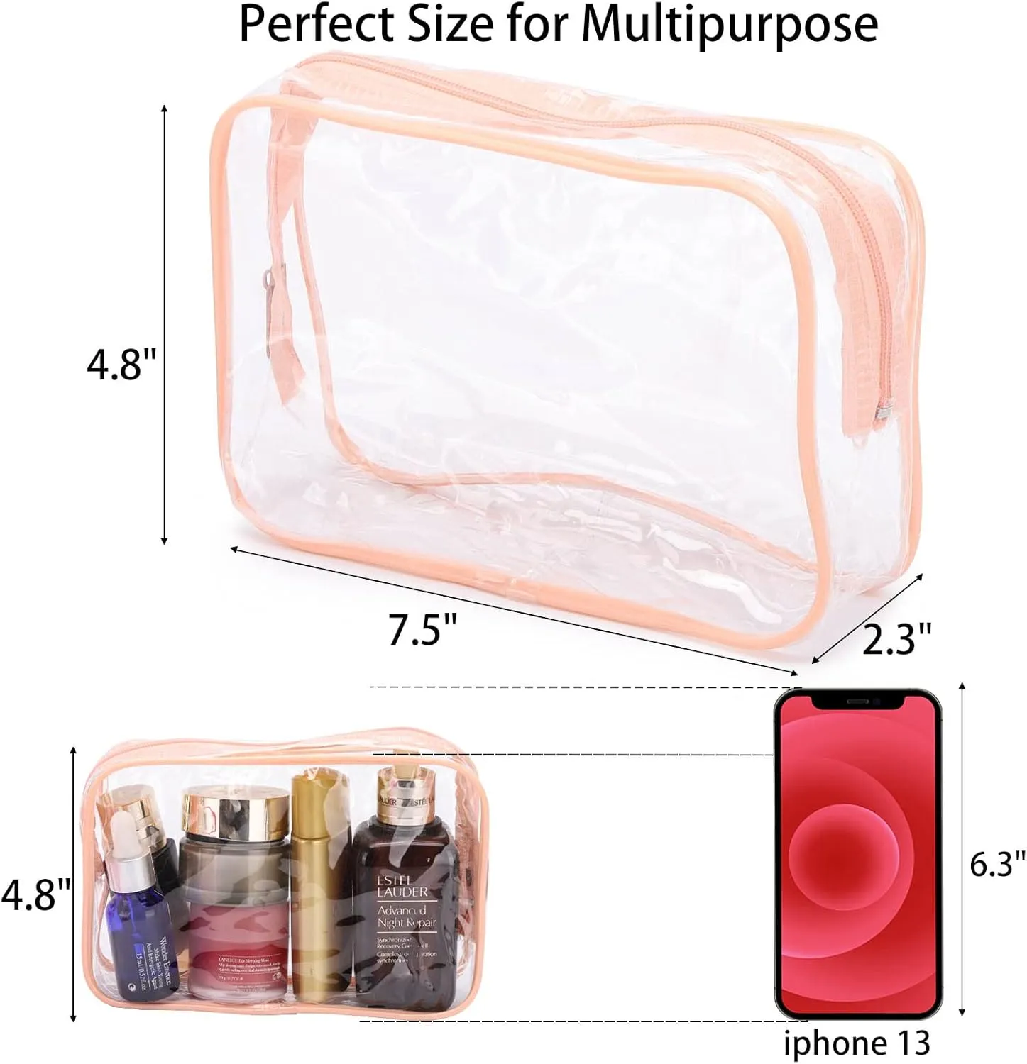 Tbestmax 10 Pack Clear Cosmetic Bags Makeup Bags Portable Waterproof TSA Approved Travel Toiletry Bags Organizer