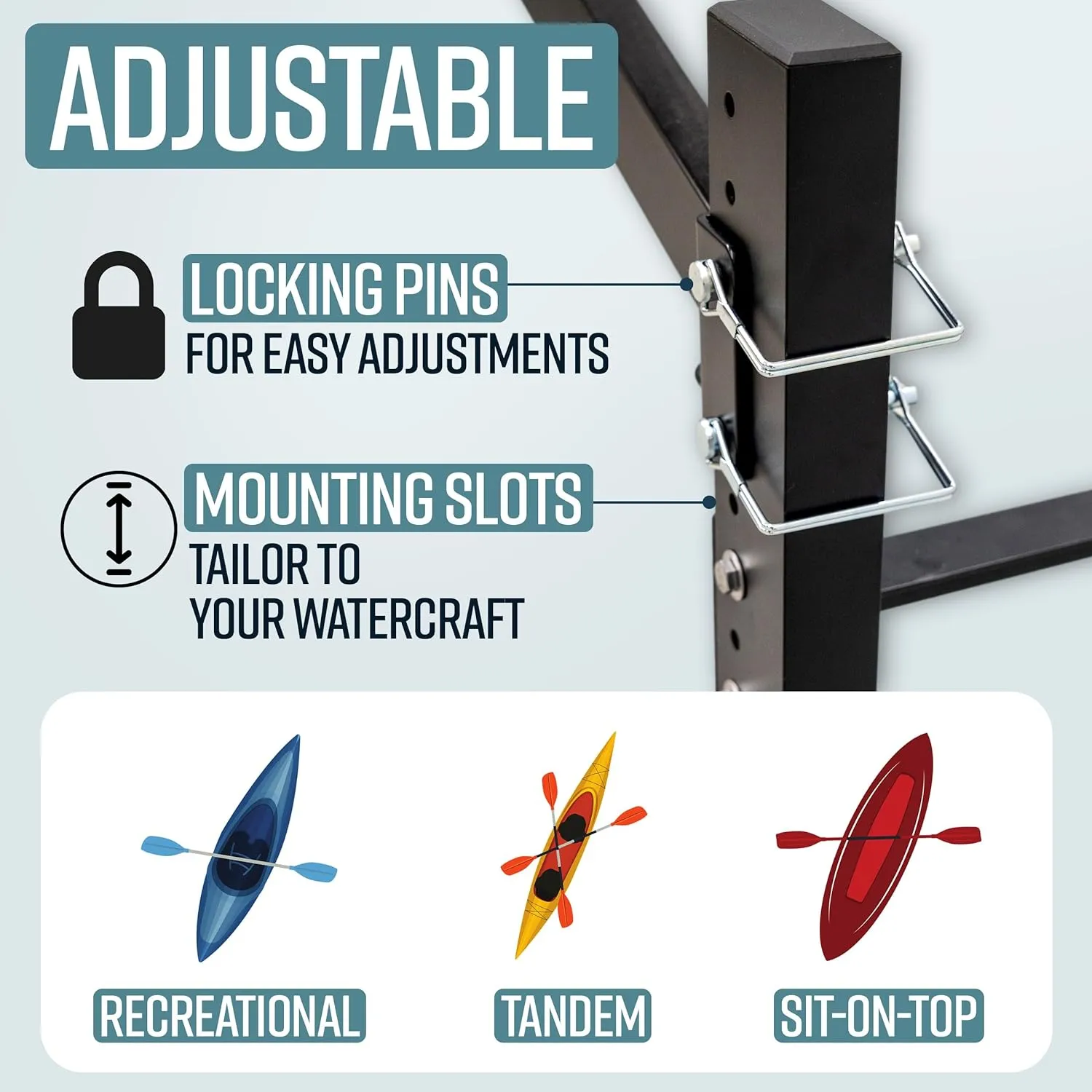 Teal Triangle Freestanding Kayak Storage Rack - 4 Kayak Storage Rack & Canoe Rack - Kayak Stand for Outdoor and Indoor - Premium Canoe and Kayak Holder - Adjustable Kayak Storage Stand