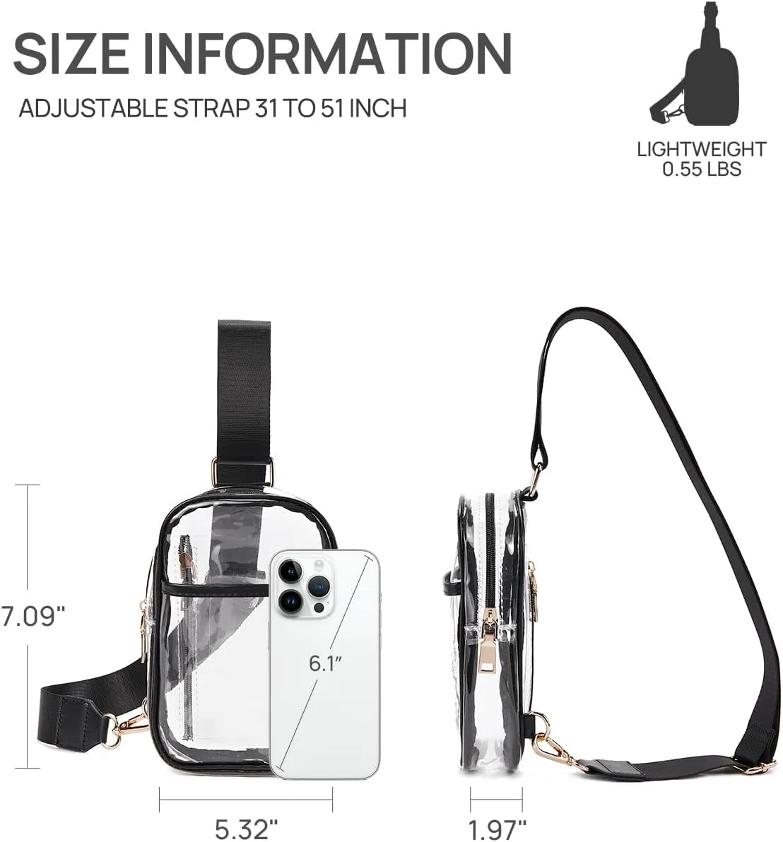 Telena Clear Bag for Stadium Events Women's Clear Purses for Women Stadium Crossbody Bag