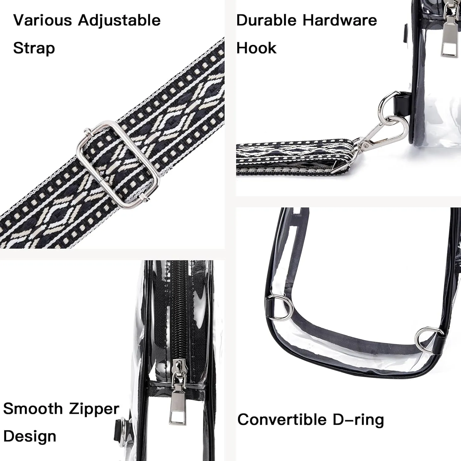 Telena Clear Bag for Stadium Events Women's Clear Purses for Women Stadium Crossbody Bag