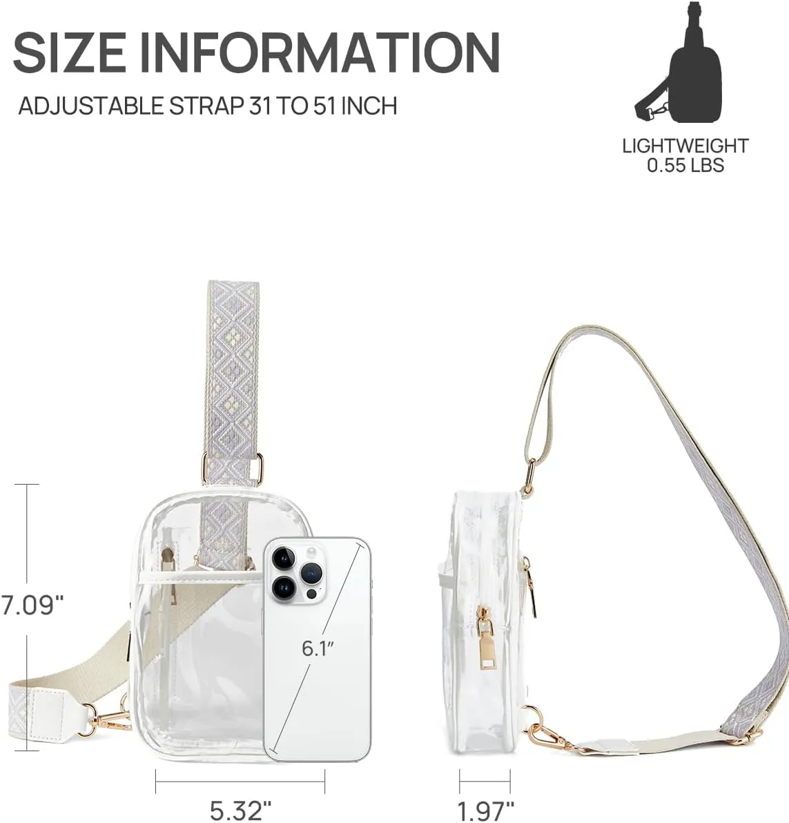 Telena Clear Bag for Stadium Events Women's Clear Purses for Women Stadium Crossbody Bag