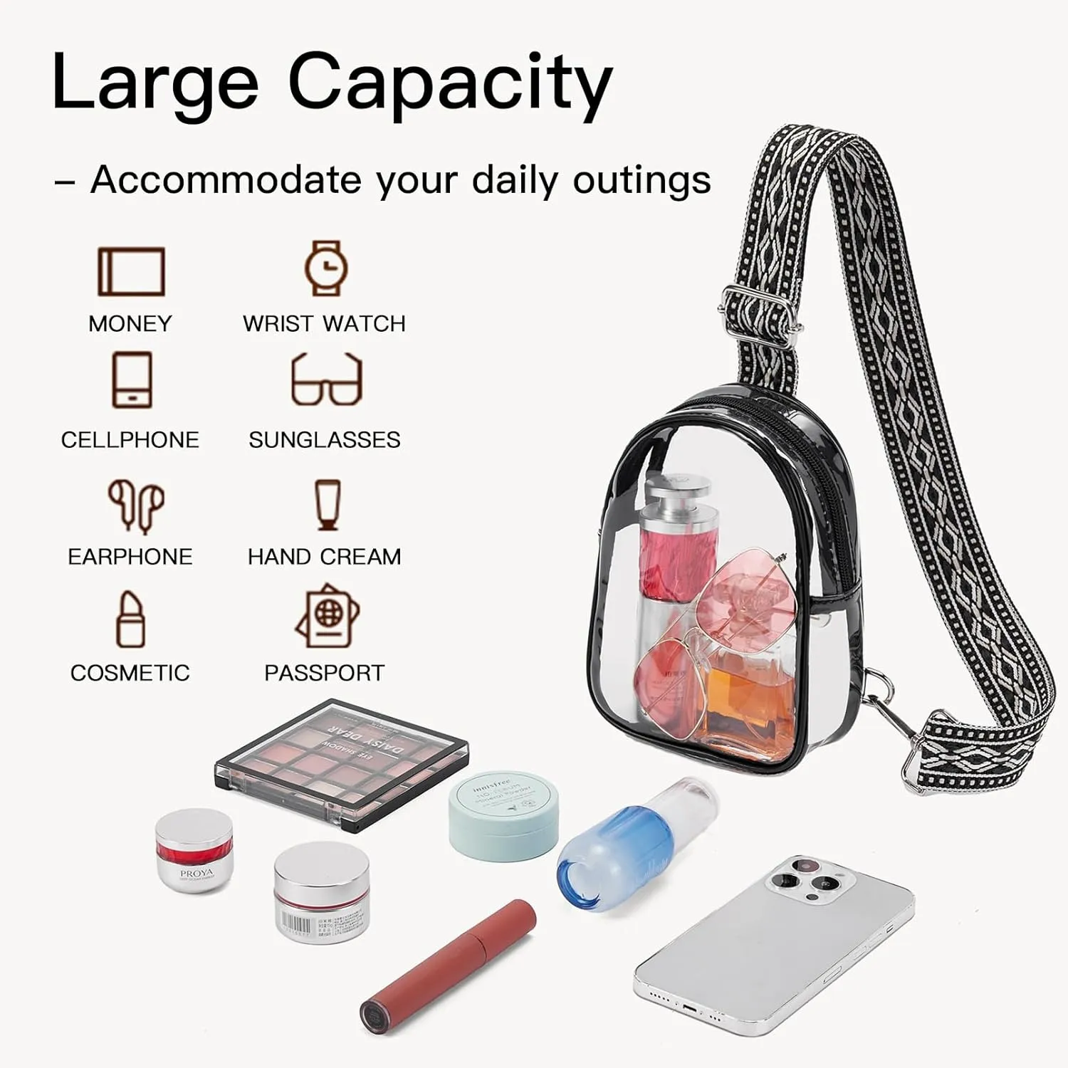 Telena Clear Bag for Stadium Events Women's Clear Purses for Women Stadium Crossbody Bag