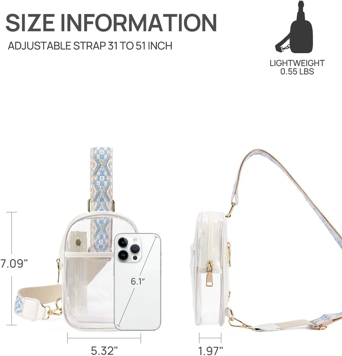 Telena Clear Bag for Stadium Events Women's Clear Purses for Women Stadium Crossbody Bag