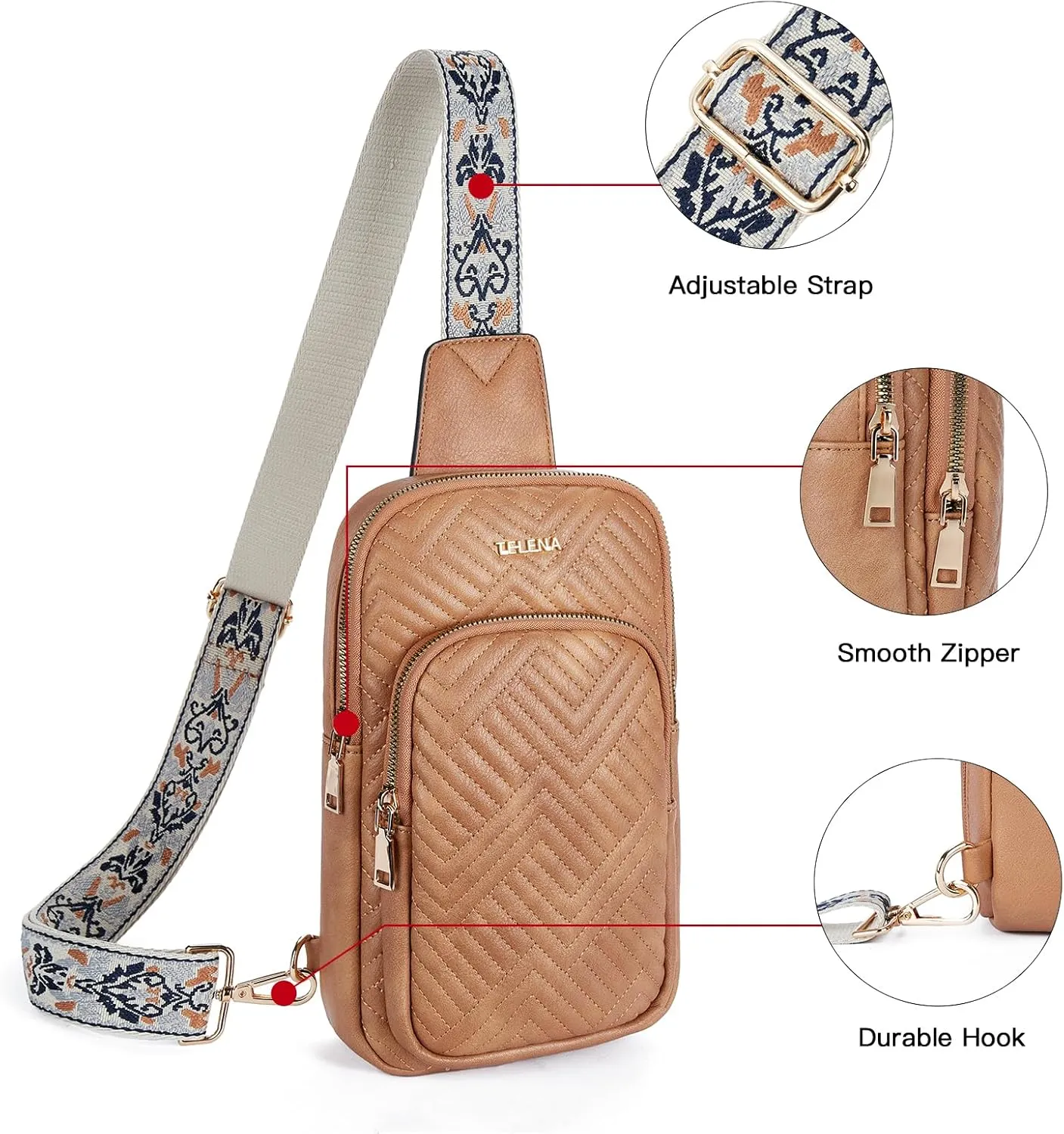 Telena Large Sling Bag Crossbody Bags for Women Fanny Packs Cross Body with Adjustable Strap